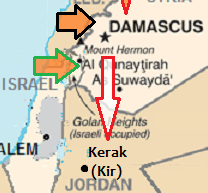 Damascus to Kerak Map Kerak - Damascus map small